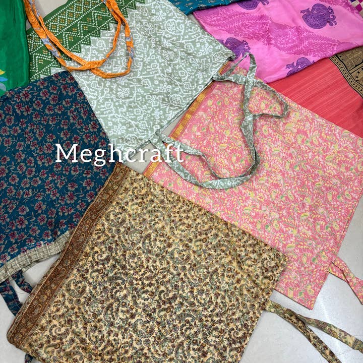 Meghcraft - Wholesale Gift Bag - Upcycled silk Shopping bags-Gift Bags Bulk-Grocery Tote bag