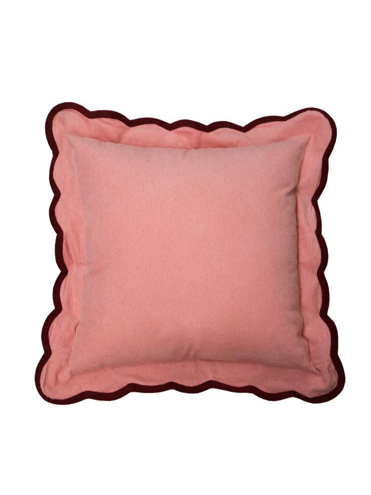 Mosey Me - Wholesale Throw/Decorative Pillow - Corduroy Scalloped Cushion - Peach