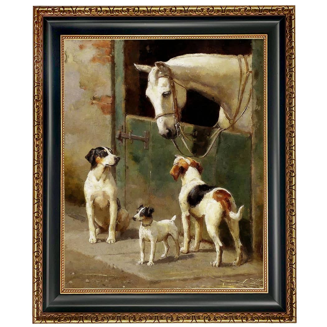 Madison Bay Co. - Historical Home Decor Reproductions - Wholesale Art Print - Dog and Horse at Stable Vintage Painting Print on Canvas78