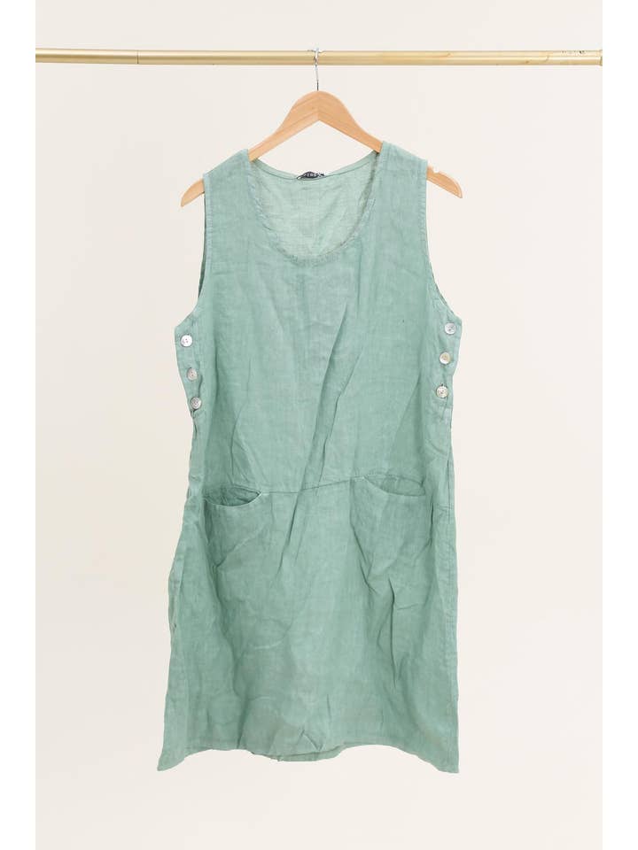 la maison des fibres naturelles – Großhandel Kleid – Damen – Ärmelloses Kleid aus 100 % Leinen, Modell 62551923