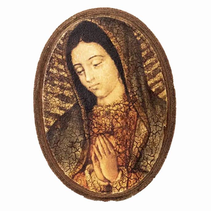 Oremus Mercy - Wholesale Wall Accent - Wall Art - Our Lady of Guadalupe Oval Retablo   9.5"0