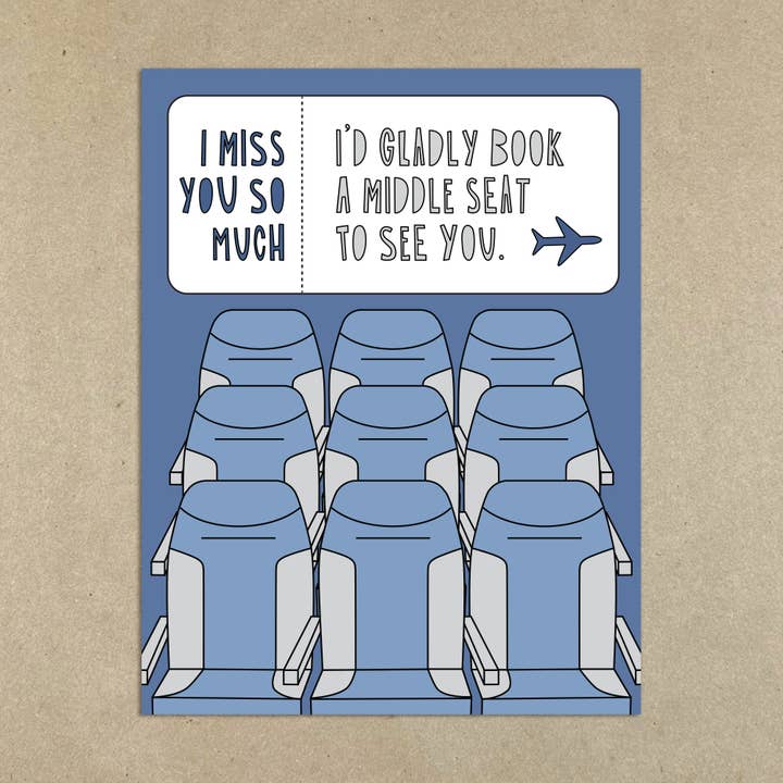 Near Modern Disaster - Vendita all'ingrosso Biglietti di auguri generici - 480 - Sedile centrale Miss You - carta A21