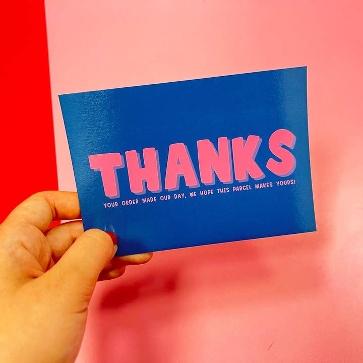 Cartes de remerciement roses et bleues pour la vente par The Small Business Handbook