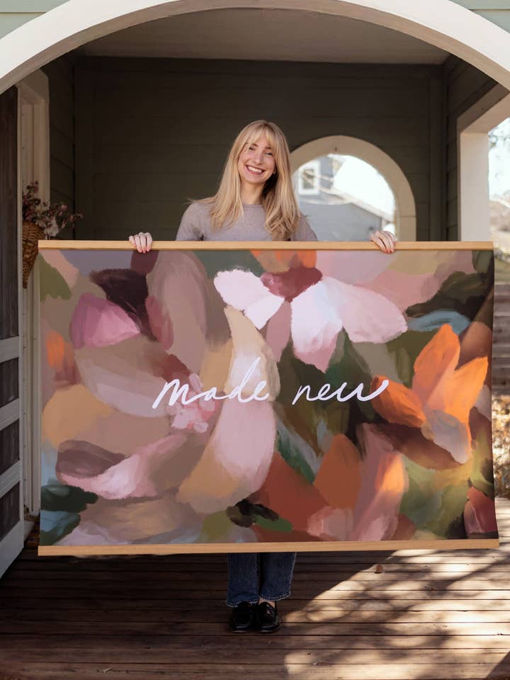 Large Canvas with Banner Wood: Made New for wholesale by Jenessa Wait
