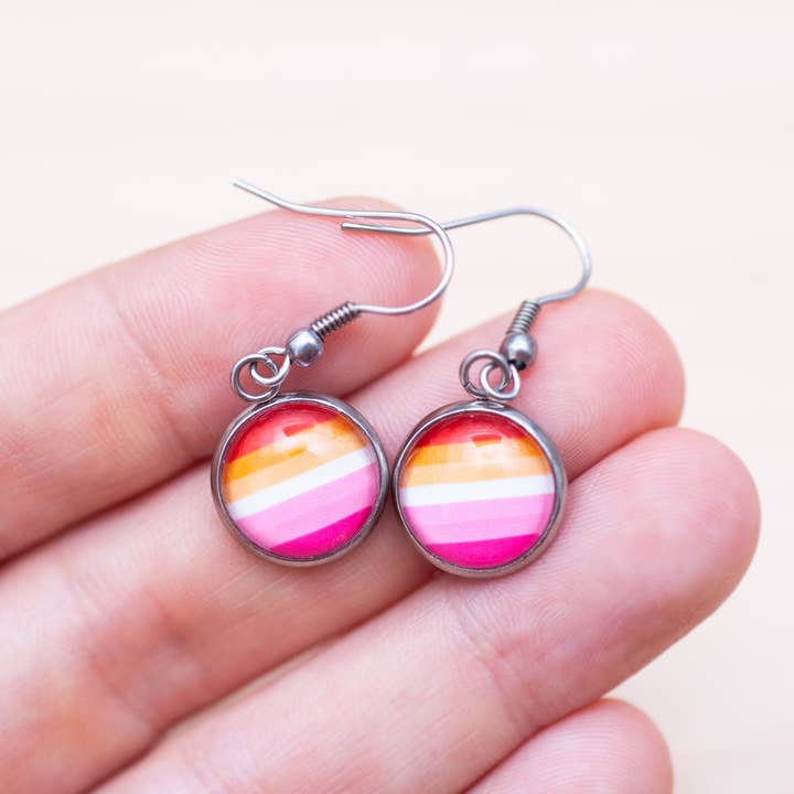 Crafty Queer Studio - Wholesale Stud/Post Earrings - Lesbian flag pride LGBTQ+ earrings - stud or dangle4