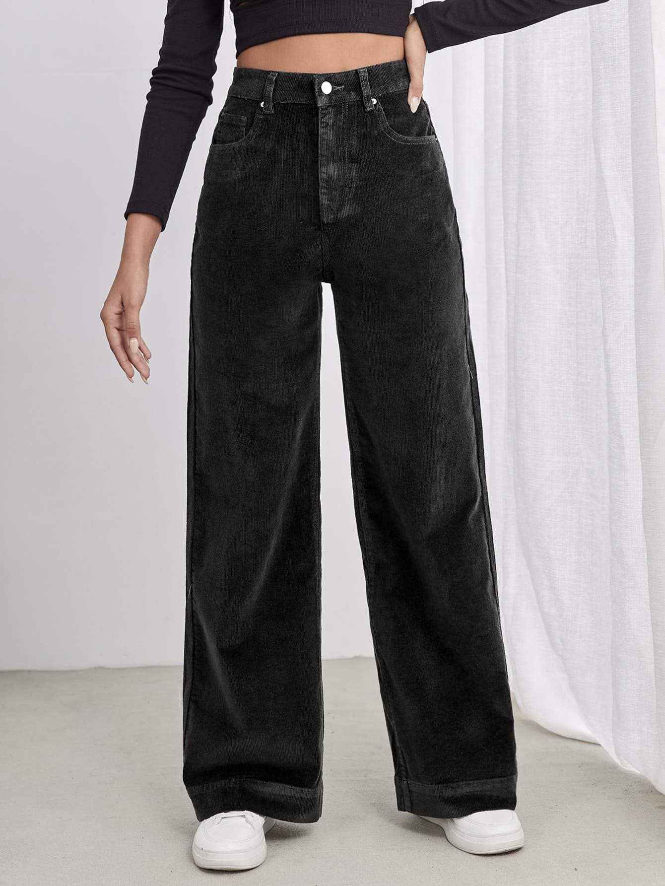 Fashion Combination – Engroshandel Bukser - Dame – høj talje skrå lomme snor bukser1