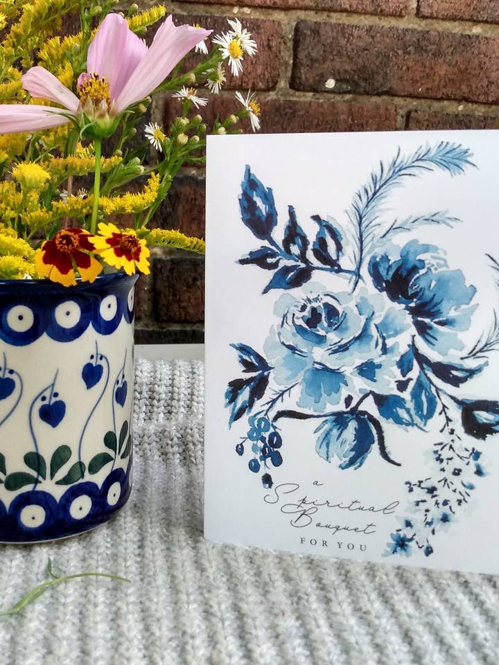 Watercolor Spiritual Bouquet Card for wholesale by Babushka Paperie
