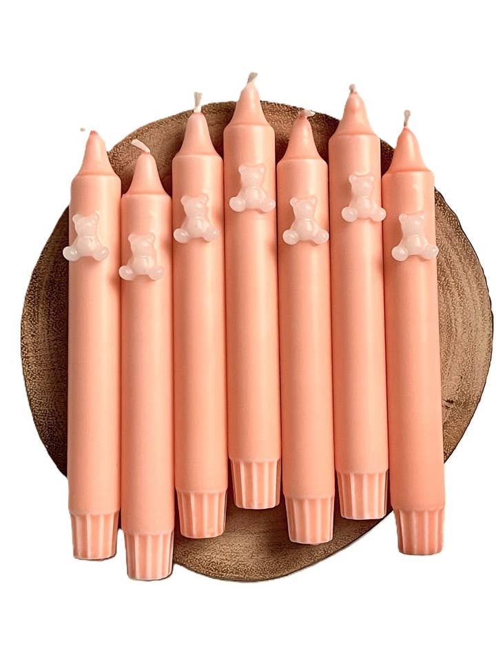 TEDDY BEAR Hvid/Fersken Dip Dye 3D Aftagende Lys Duo for engroshandel hos Dot Home Aroma