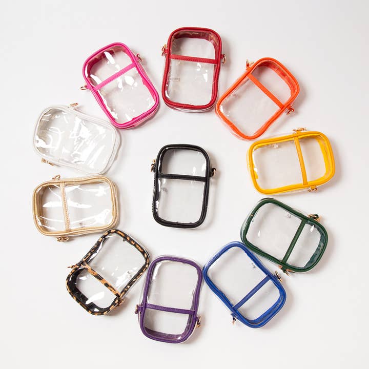 Sensibling Corp. - Wholesale Crossbody Bag - Women's - Solid Faux Leather Transparent Rectangle Crossbody Bag