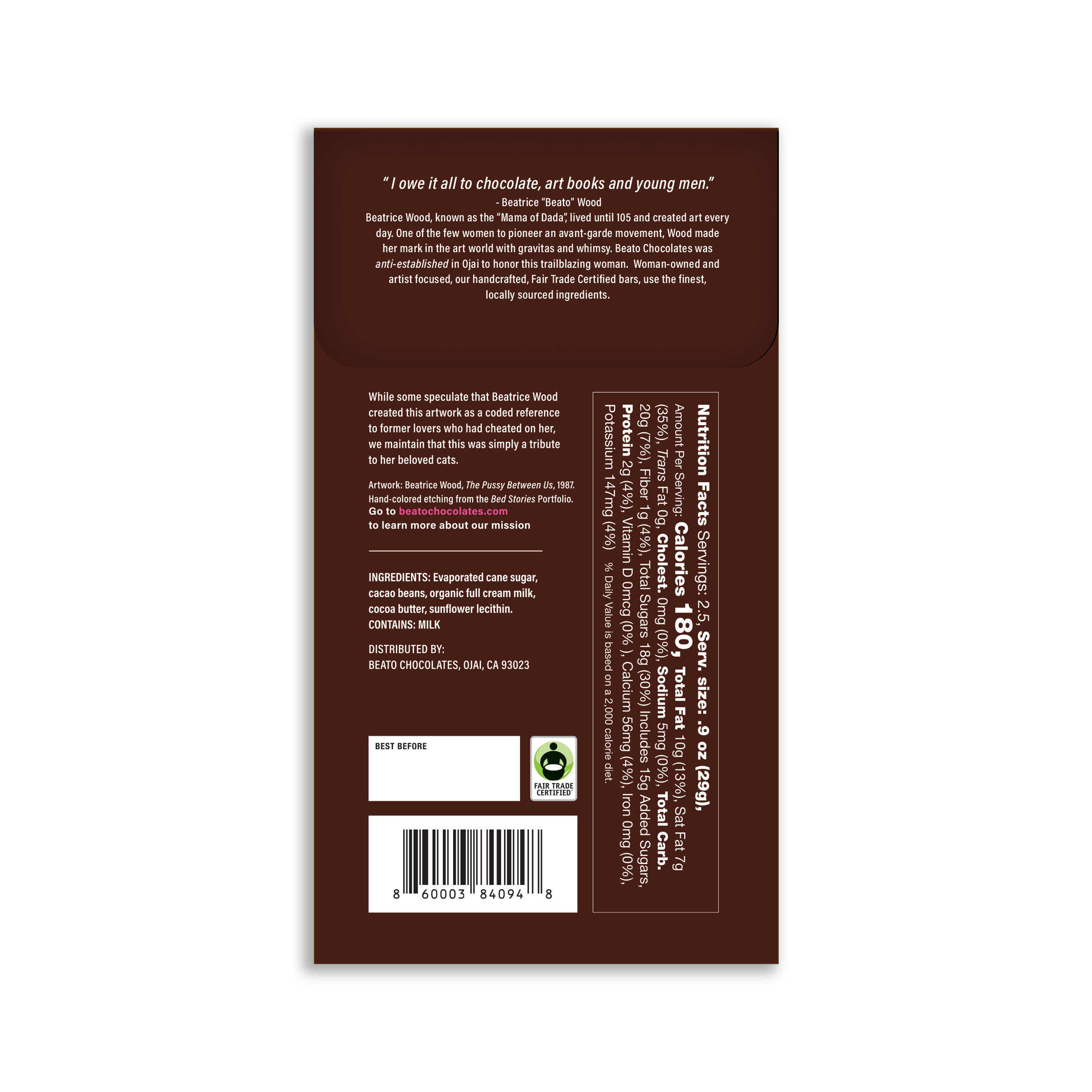 Beato Chocolates - Wholesale Chocolate Bar - The Pussy Between Us Milk Chocolate Bar (75g/2.64oz)4