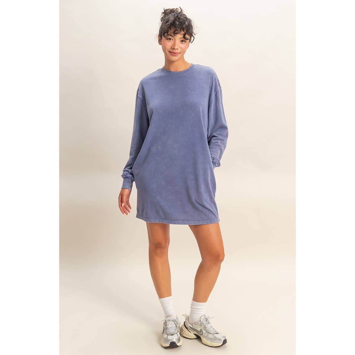 Double Zero - Venta al por mayor Vestido - Mujer - Vestido sudadera mini de gran tamaño lavado mineral7