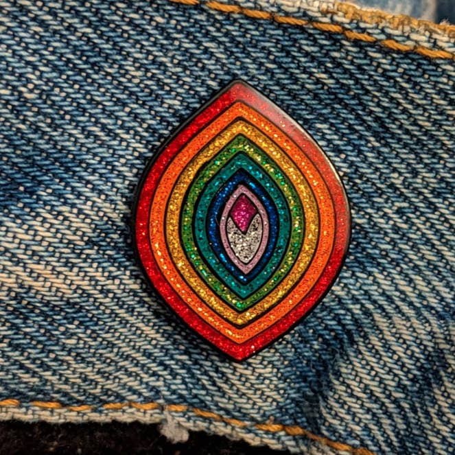 Bodies Adapt - Wholesale Lapel Pin/Button - Rainbow Vagina Pin1