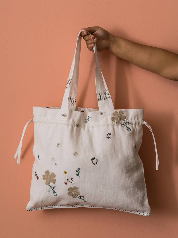 Linen Poetry Drawstrings Bags for wholesale by Live Linen