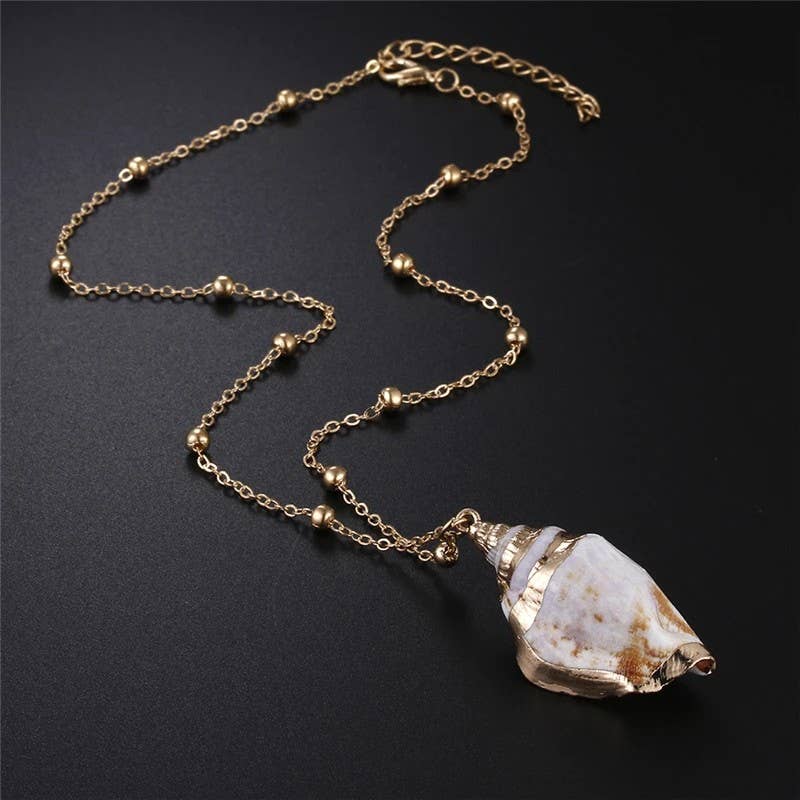 Syrrios Gifts LLC - Wholesale Pendant/Charm Necklace - Gold Sea Shell Pendant Necklace – Scallop, Murex, Whelk0