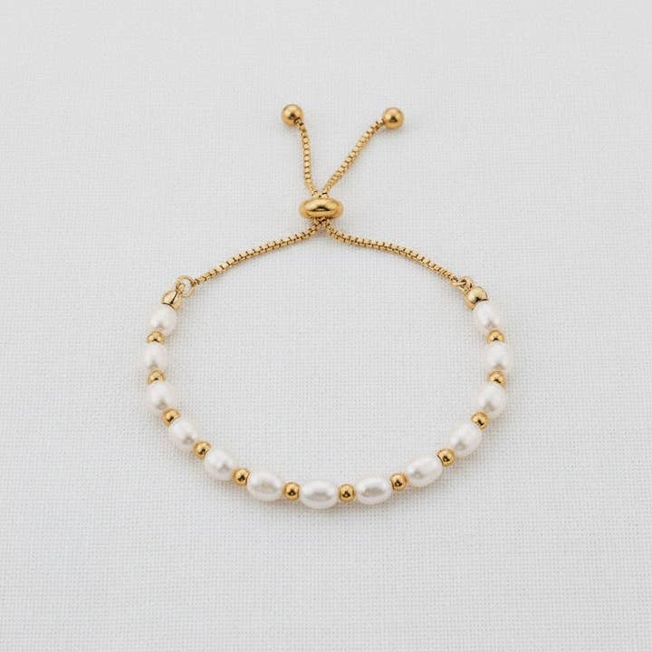 paperln - Wholesale Beaded Bracelet - Gold Adjustable Pearl Bead Bracelet1