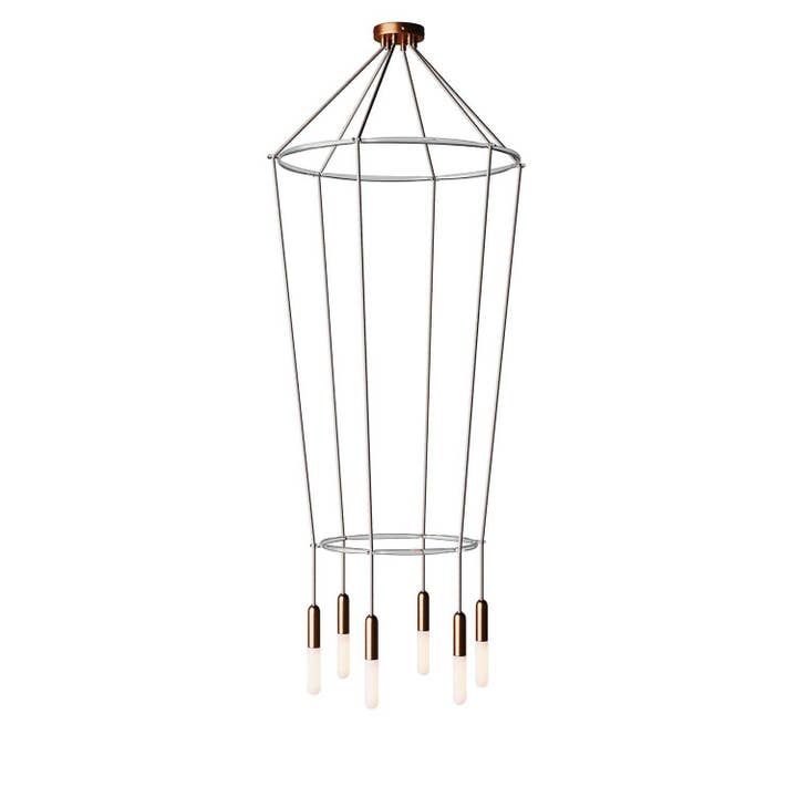 Chandelier 2 Cage with 6 drops P-Light for wholesale by LIGHTINUP S.R.L.