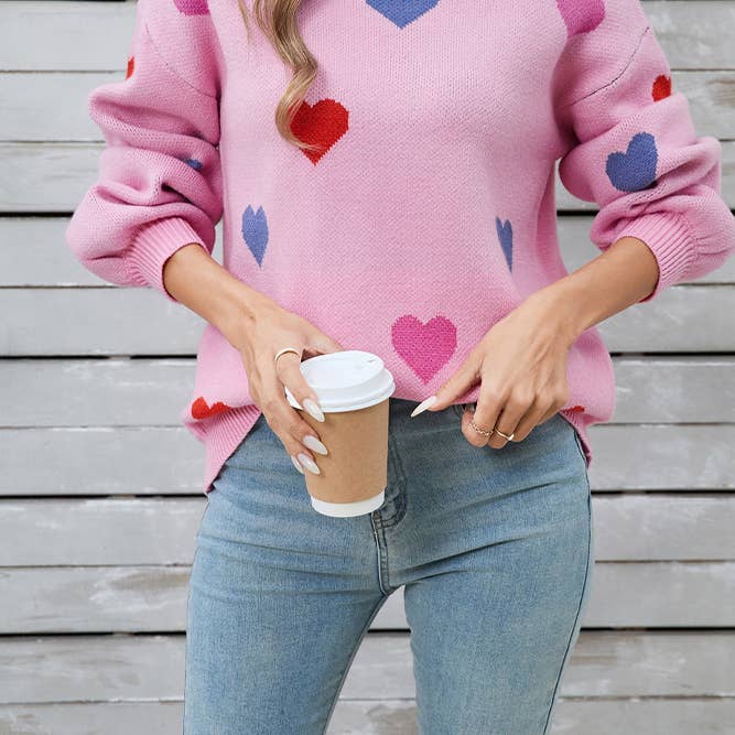 Wholesale pink heart sweater for your store Wholesale pink heart sweater for your store