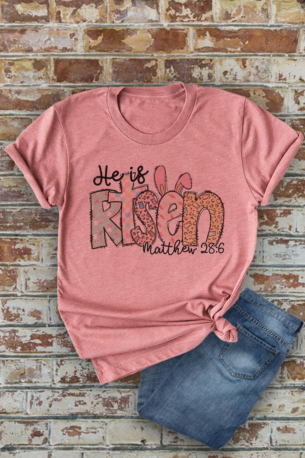 Top Avenue – wholesale Screen printed t-shirt – Women′s – He Is Risen Easter, Unisex Round Neck T-Shirt1