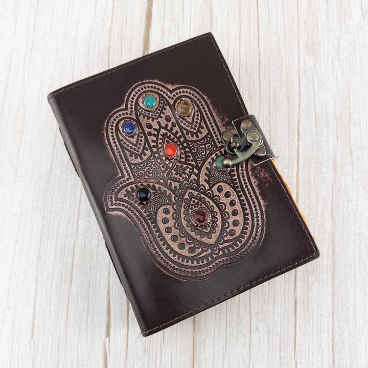 Diario in pelle squisita - Design mano di Hamsa per la vendita all'ingrosso da parte di Exclusive Art Inc