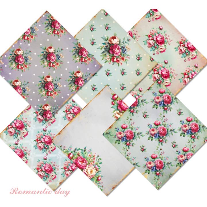 DECORER - Wholesale Scrapbook - romantic day - 8'X 8' Scrapbook Paper
