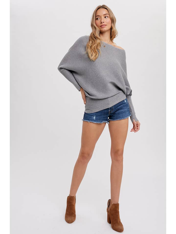 Bluivy - Wholesale Knit Sweater - Women's - ASYMMETRICAL OPEN SHOULDER DOLMAN PULLOVER14