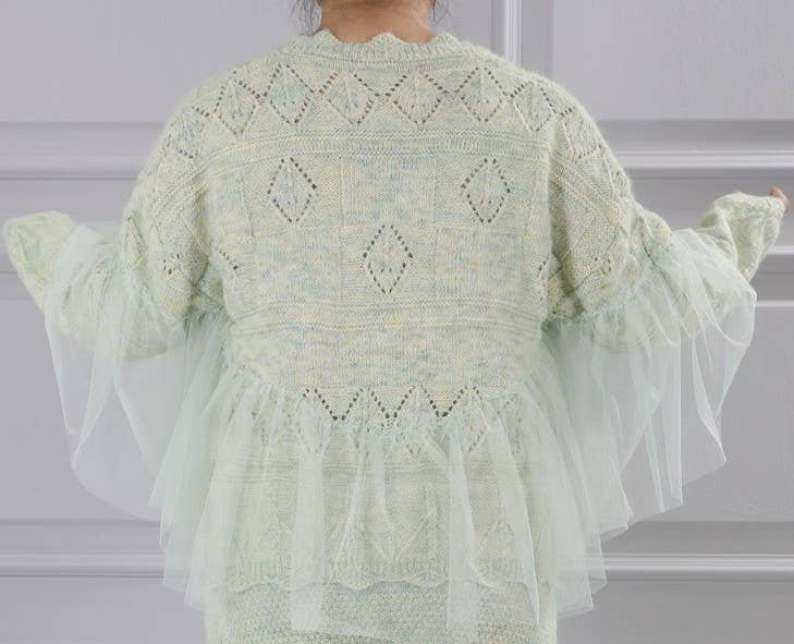 PEACH ACCESSORIES - Wholesale Cardigan - Women's - Knitted Cardigan with Lace Detail SDK15314