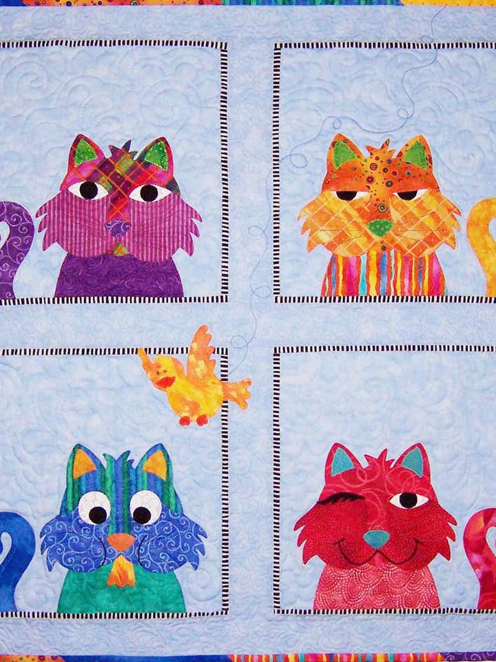 Sweety Cat Quilt Pattern - Finished Size 30" x 30" for wholesale by Hissyfitz Designs