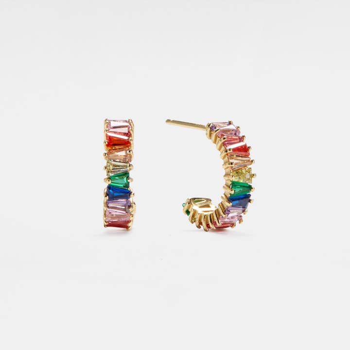 Rainbow LGBTQ Pride Hoop Earrings in 925 Sterling Silver for wholesale by Perimade & Co. LLC