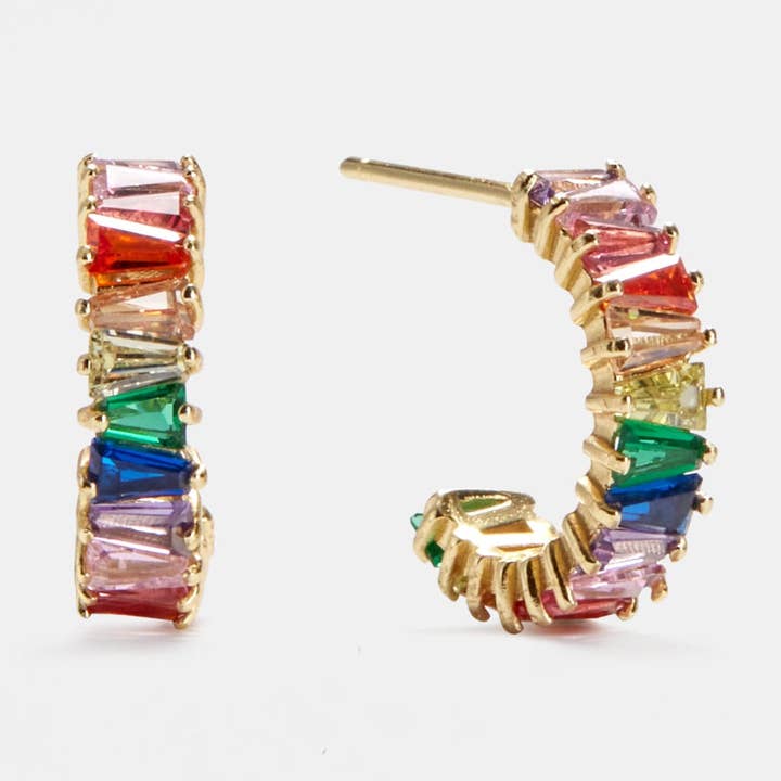 Rainbow LGBTQ Pride Hoop Earrings in 925 Sterling Silver for wholesale by Perimade & Co. LLC