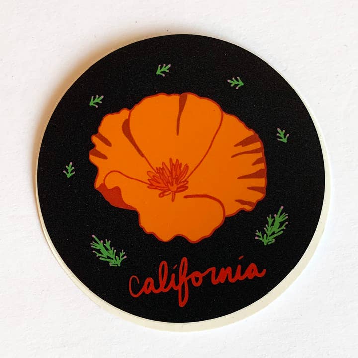 Sticker Vinyle Coquelicot de Californie pour la vente par Made by Nilina