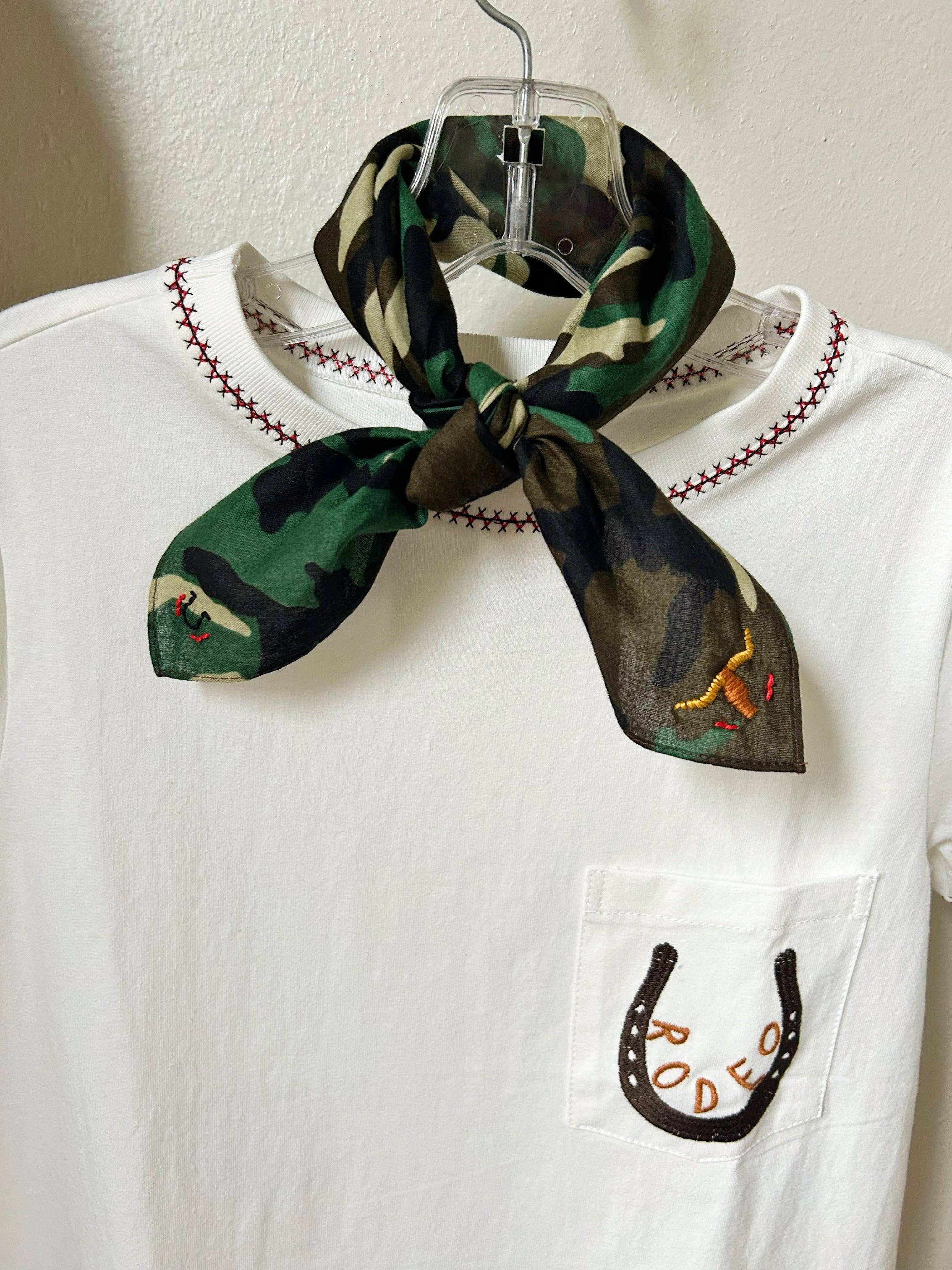 Pradera - Purveyors of the West – wholesale Bandana – Unisex – Embroidered Round Up Camo Bandana1