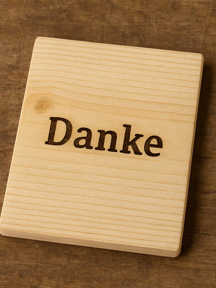 Klein houten bord met opschrift "Bedankt" - natuur voor wholesale door Wunderquelle Emmental