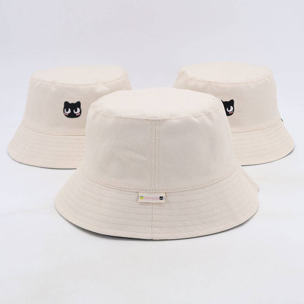 Jessthechen - Wholesale Bucket Hat - Women's - Cat & Mushroom Reversible Bucket Hat | Khaki/Cream6