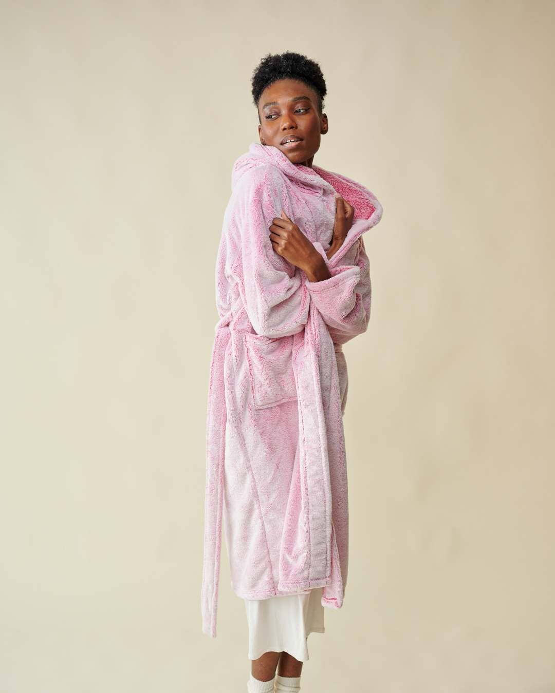 REMOVED BRAND – wholesale Morgonrock - Dam – Rosa fleecemorgonrock med luva6