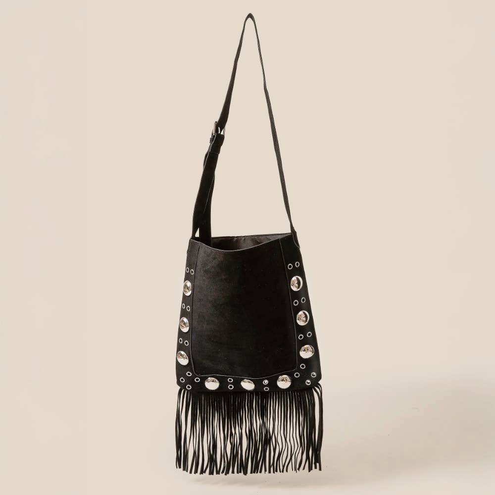Anarchy Street - Vente Tote bag – femme - Sac cabas à franges avec œillets en daim0