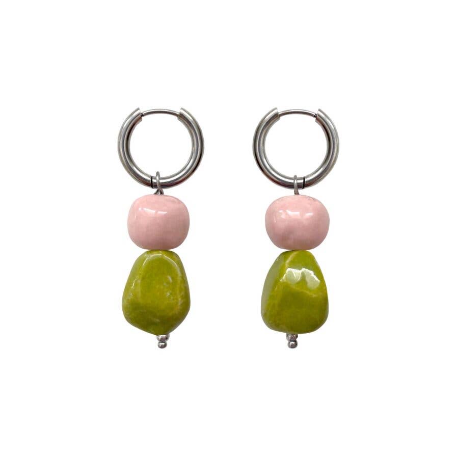 Blanca Olmos Studio - Wholesale Dangle Earrings - Lightweight ceramic earrings Fortuna hoop in various colors-New4