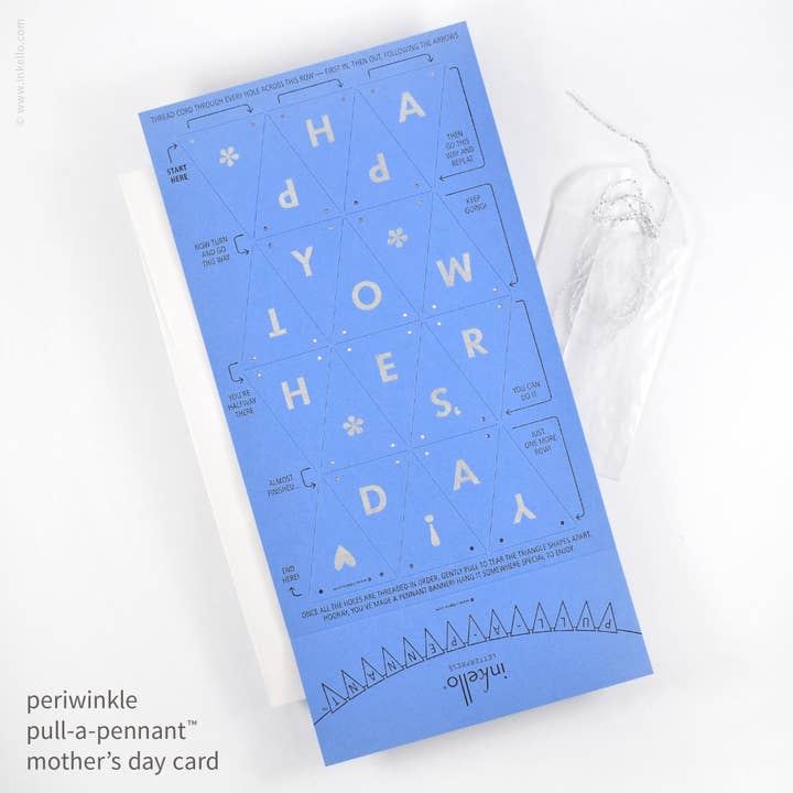 Mother's Day Pull-A-Pennant™ Greeting Card (#516) for wholesale by Inkello Letterpress
