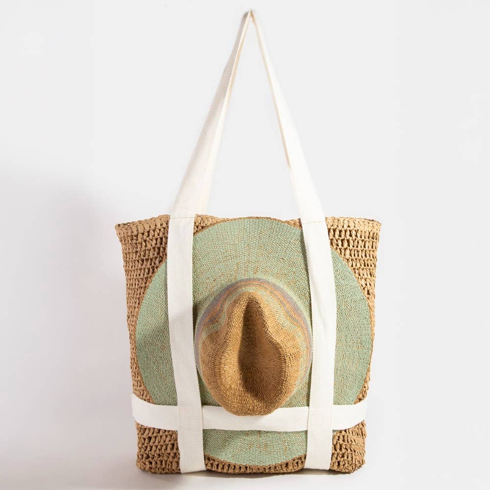 Collections by Fame Accessories – Engroshandel Tote bag - Dame – Stråflettet hattebærer-totetaske1