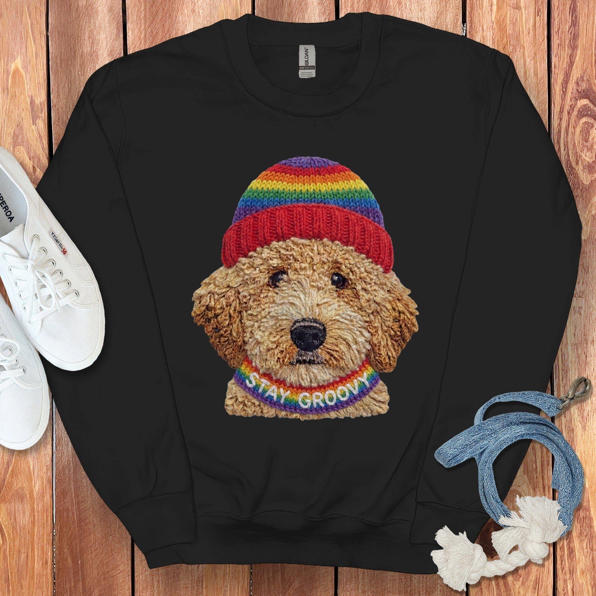 Puppy Jo - Wholesale Graphic Sweatshirt - Unisex - Groovy Goldendoodle Sweatshirt4