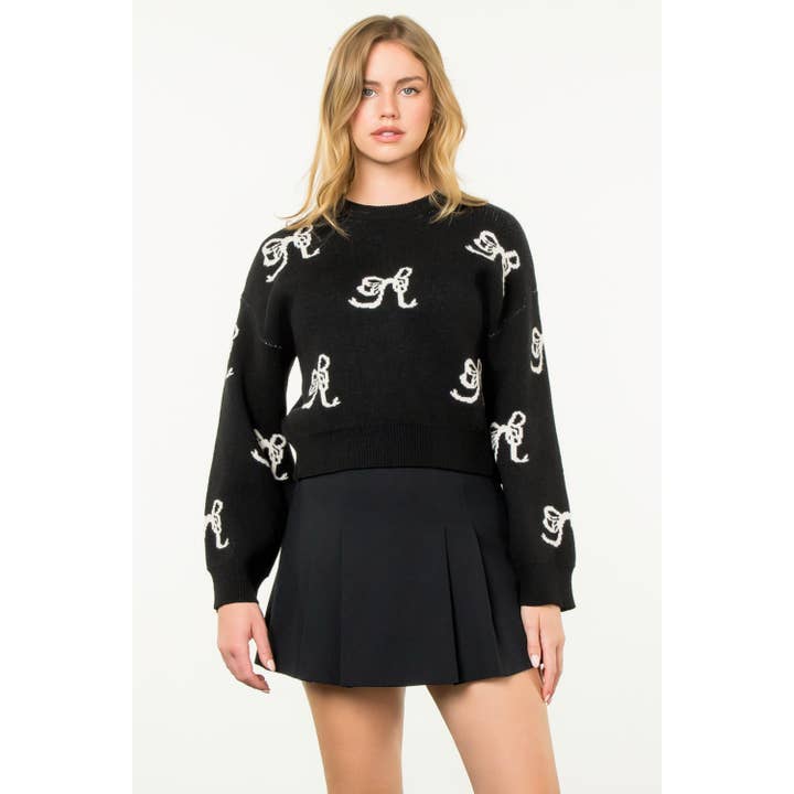 Bow Pattern Knit Sweater for wholesale by THML