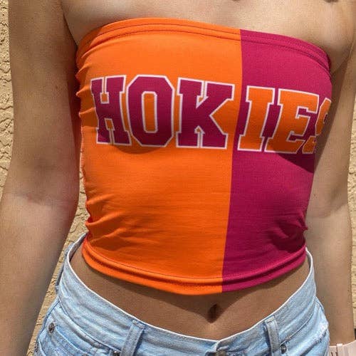 Lojo Collegiate Apparel - Wholesale Athletic Top - Women's - Virginia Tech Hokies Two Tone Tube Top10