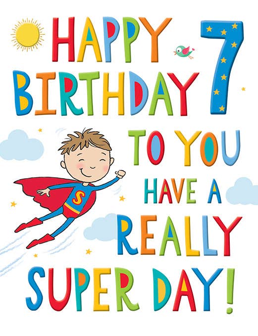 Piccadilly Greetings - Wholesale Birthday Card - Juvenile Birthday Card, Age 7 M, Superboy0