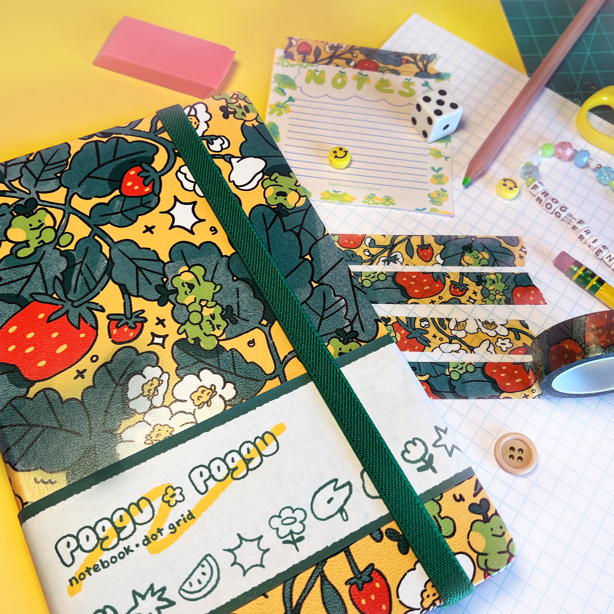 pogpals - Wholesale Notebook - Yellow Strawberry Notebook ✿ Dot Grid A55
