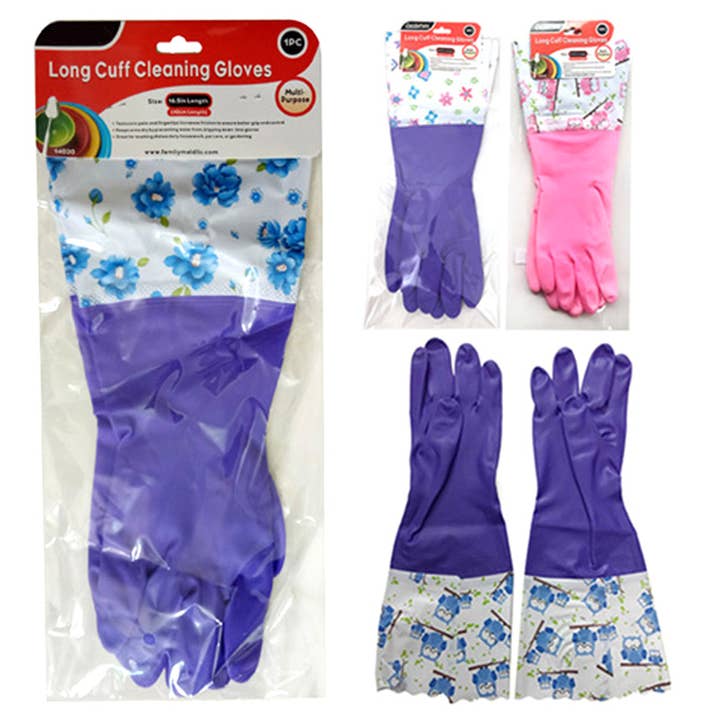 Deluxe Import Trading - Wholesale Cleaning Gloves - Fancy Long Dishwashing Gloves