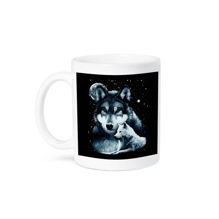 3dRose - Wholesale Coffee Mug - 3dRose, Two Beautiful Wolves Howling on a Black Background, Mug8