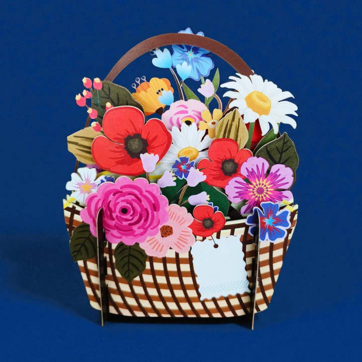Miniature World pop up card - Basket of flowers for wholesale by Alljoy Design