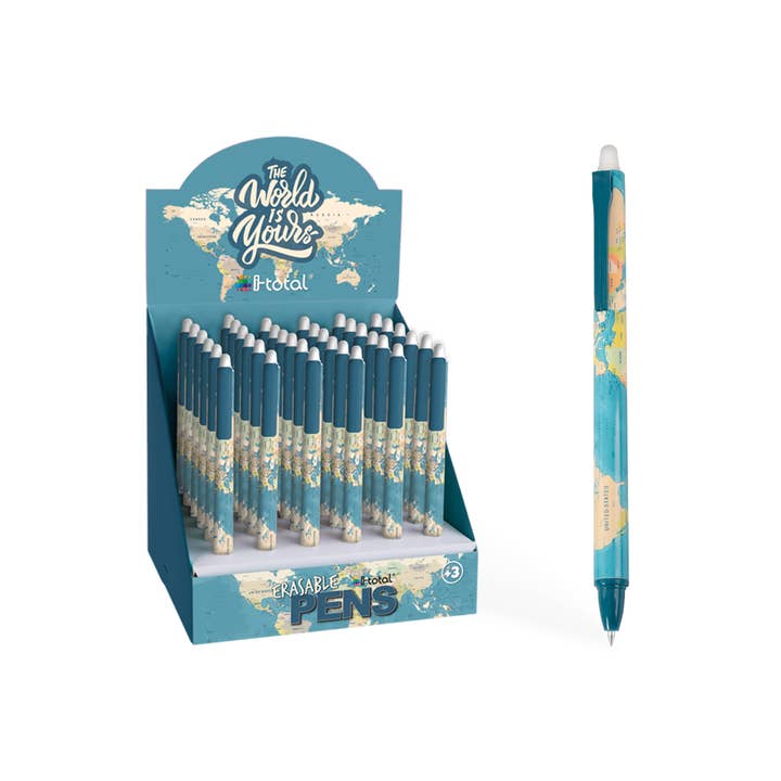Blue Maps Erasable Pen - Display 36 Pcs for wholesale by I-Total, I-Drink