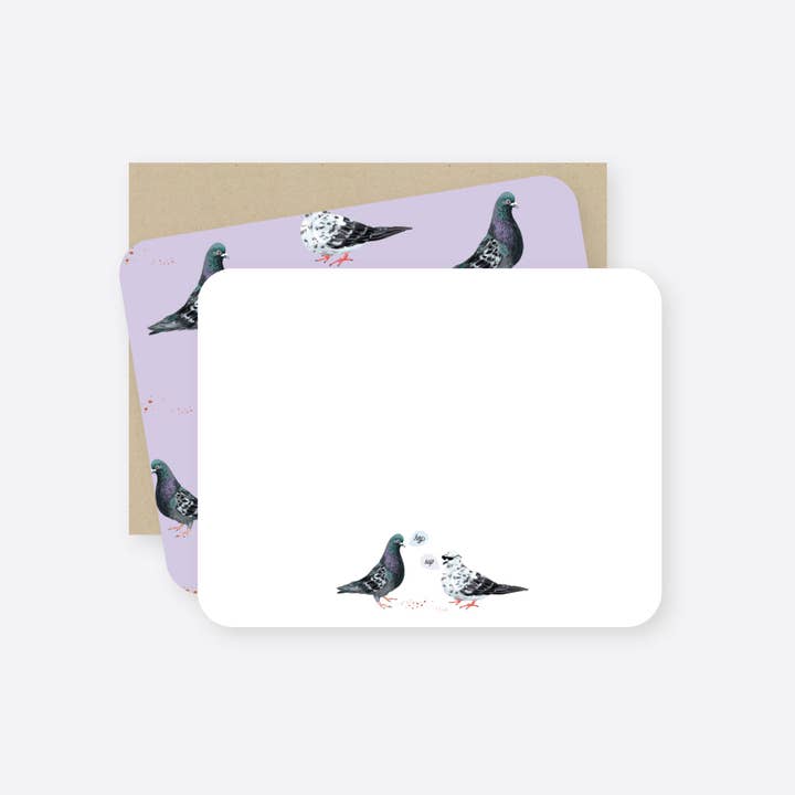 chatting pigeons flat notecard set for wholesale by 2021 Co.