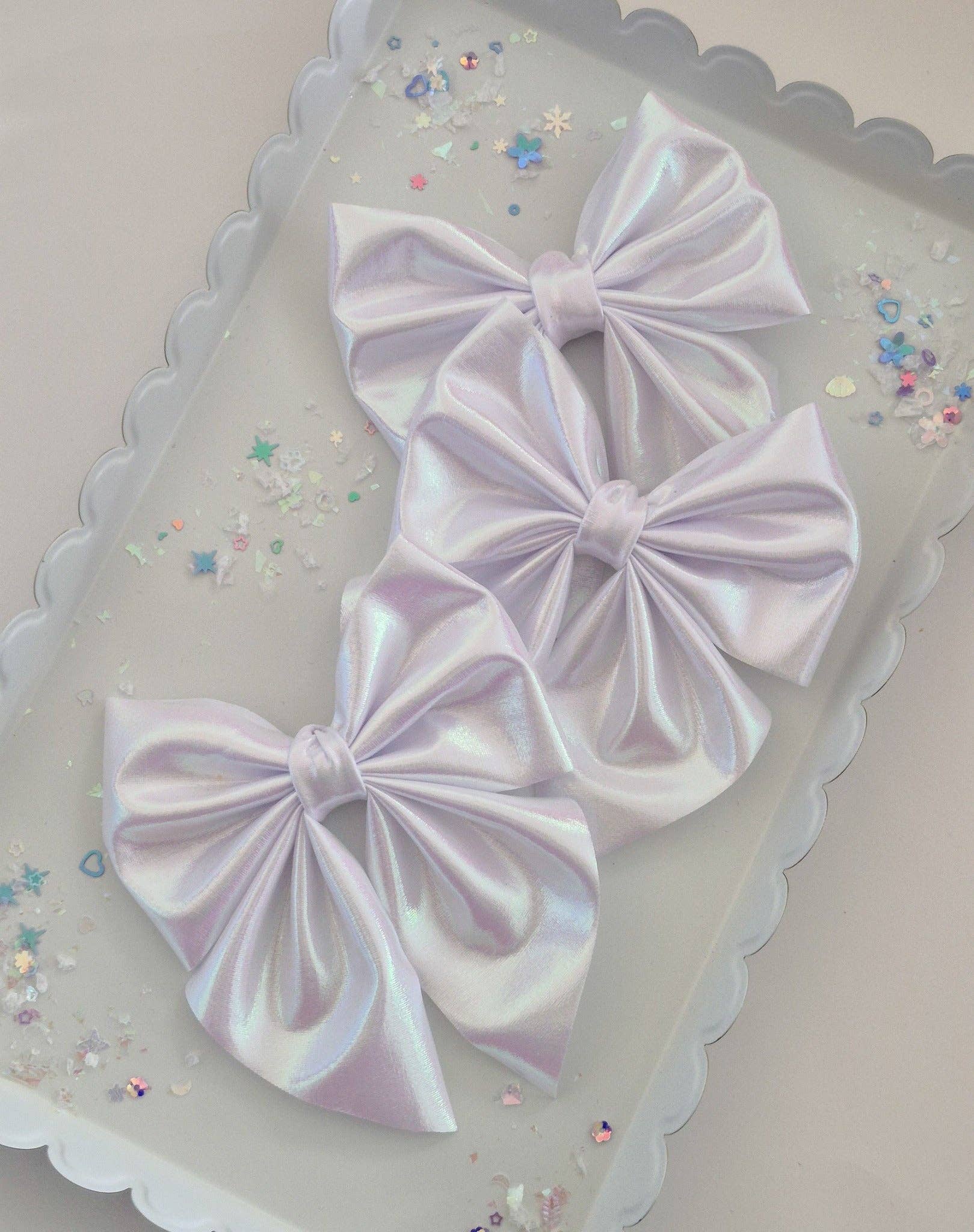 Dainty Delights Creations - Wholesale Hair Bow - Kids - Annabelle Bow-White Mermaid Iridescent Wholesale1