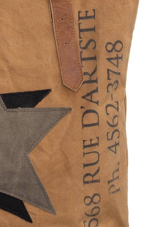 Dorset Bay - Wholesale Tote Bag - Women's - Tan 'Stars' Upcycled Canvas Tote (010)4